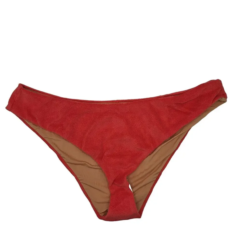 J. Crew Womans size 2X Curved Waist Cheeky Terry Bikini Bottoms in Coral NEW